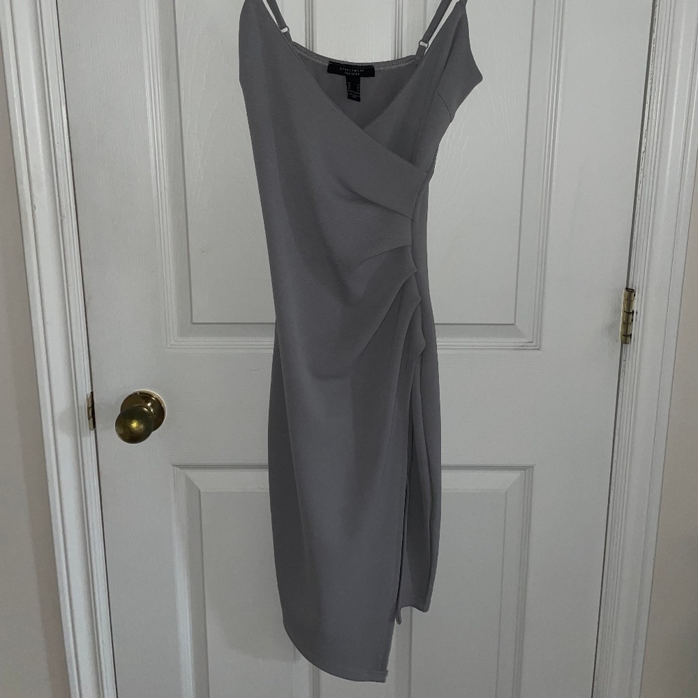 Grey Asymmetrical Body Con Dress